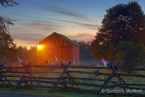 Red Barn At Sunrise_22583-7.jpg - Photographed near Smiths Falls, Ontario, Canada.